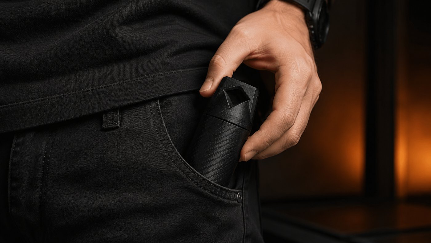 Vault Air being placed into a front jeans pocket